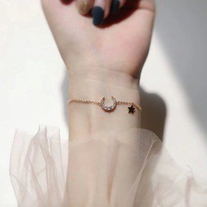 ✨Sterling Silver Moon Star Pendant Bracelet
